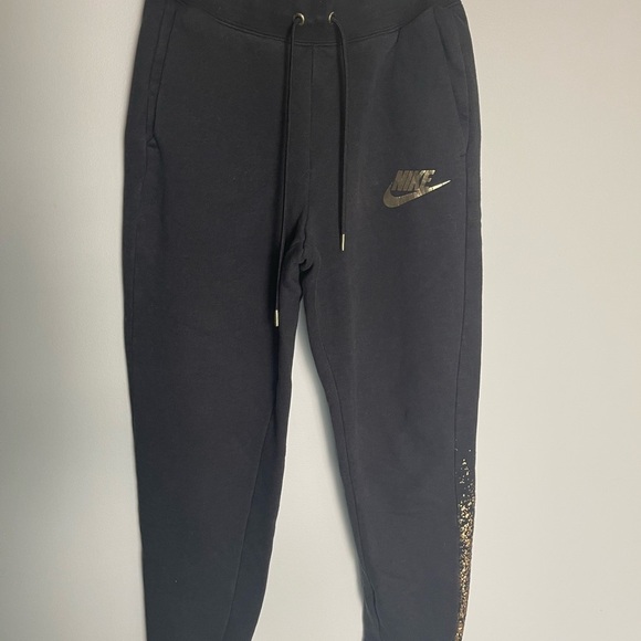 Nike women’s graphic tracksuit trousers size small black and gold - Picture 1 of 10